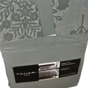 Tahari Green 3 Piece Full/Queen Floral Comforter Set 90”x90”